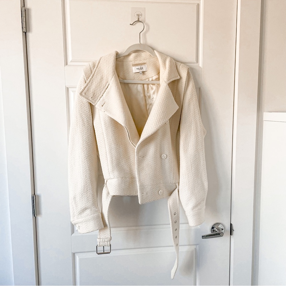 Reiss Cream Belted Jacket - Picture 8 of 11